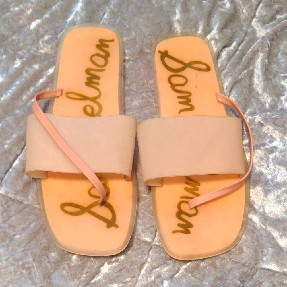 Sam Edelman Pink and Tan Slide Sandals (Size: 8½)